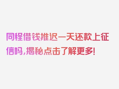 同程借钱推迟一天还款上征信吗，揭秘点击了解更多！