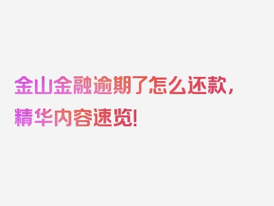 金山金融逾期了怎么还款，精华内容速览！