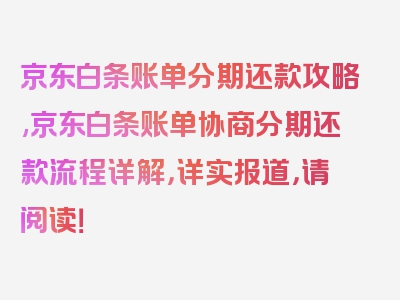 京东白条账单分期还款攻略,京东白条账单协商分期还款流程详解，详实报道，请阅读！