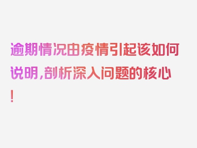 逾期情况由疫情引起该如何说明，剖析深入问题的核心！