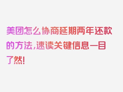 美团怎么协商延期两年还款的方法，速读关键信息一目了然！