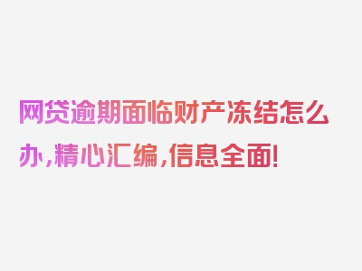 网贷逾期面临财产冻结怎么办，精心汇编，信息全面！