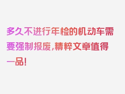 多久不进行年检的机动车需要强制报废，精粹文章值得一品！