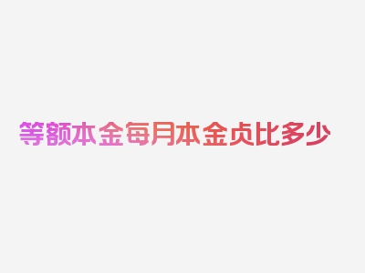 等额本金每月本金占比多少