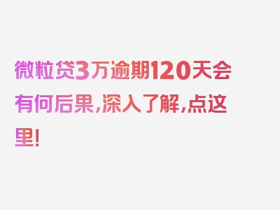 微粒贷3万逾期120天会有何后果，深入了解，点这里！