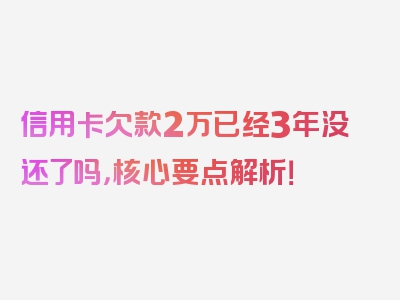 信用卡欠款2万已经3年没还了吗，核心要点解析！