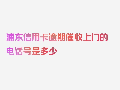 浦东信用卡逾期催收上门的电话号是多少