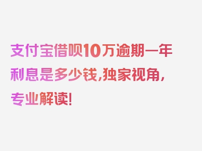 支付宝借呗10万逾期一年利息是多少钱，独家视角，专业解读！