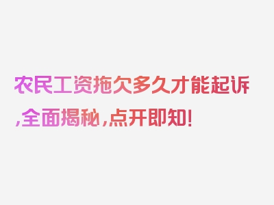 农民工资拖欠多久才能起诉，全面揭秘，点开即知！