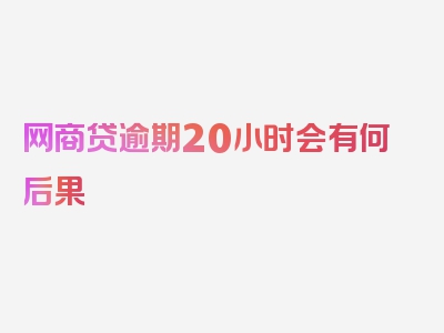 网商贷逾期20小时会有何后果