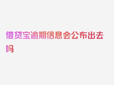 借贷宝逾期信息会公布出去吗