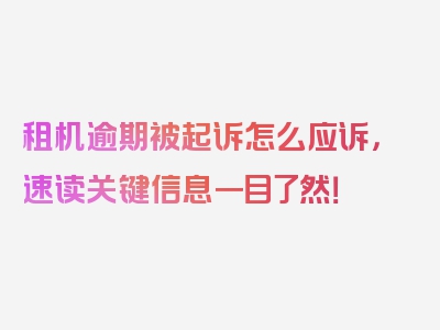 租机逾期被起诉怎么应诉，速读关键信息一目了然！