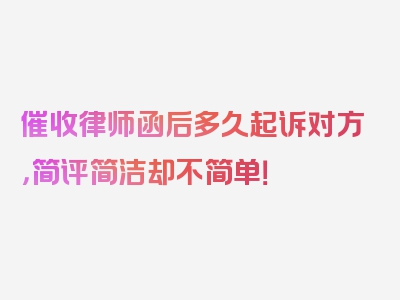 催收律师函后多久起诉对方，简评简洁却不简单！