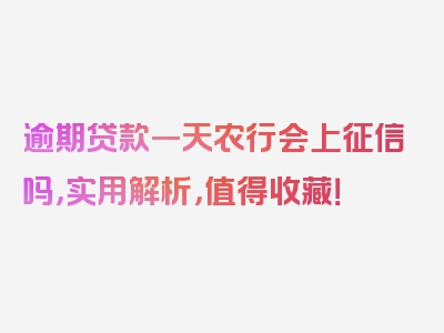 逾期贷款一天农行会上征信吗，实用解析，值得收藏！