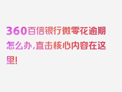 360百信银行微零花逾期怎么办，直击核心内容在这里！