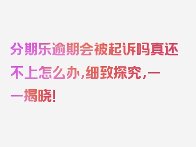 分期乐逾期会被起诉吗真还不上怎么办，细致探究，一一揭晓！