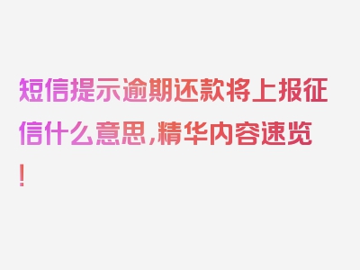 短信提示逾期还款将上报征信什么意思，精华内容速览！