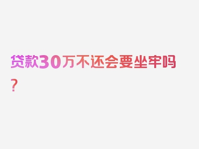 贷款30万不还会要坐牢吗？