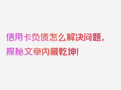 信用卡负债怎么解决问题，探秘文章内藏乾坤！