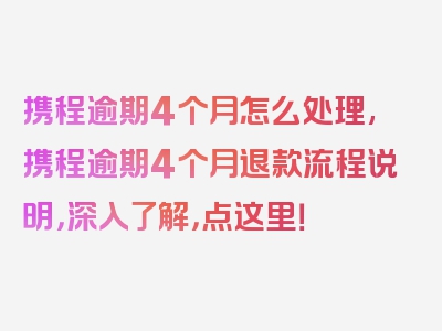 携程逾期4个月怎么处理,携程逾期4个月退款流程说明，深入了解，点这里！