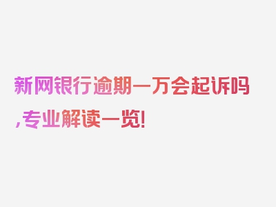 新网银行逾期一万会起诉吗，专业解读一览！