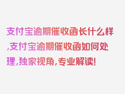 支付宝逾期催收函长什么样,支付宝逾期催收函如何处理，独家视角，专业解读！