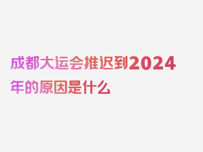 成都大运会推迟到2024年的原因是什么