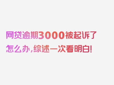 网贷逾期3000被起诉了怎么办，综述一次看明白！