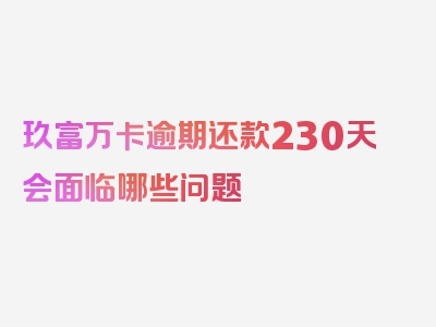 玖富万卡逾期还款230天会面临哪些问题