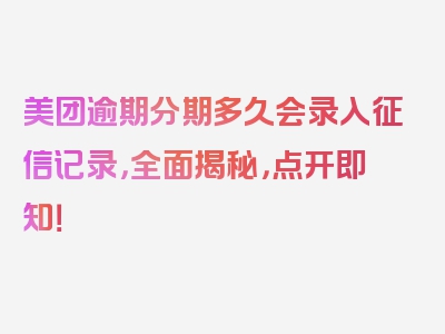 美团逾期分期多久会录入征信记录，全面揭秘，点开即知！