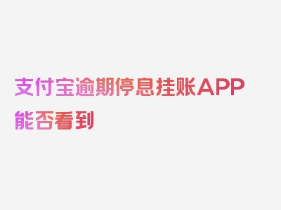 支付宝逾期停息挂账APP能否看到