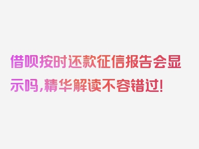 借呗按时还款征信报告会显示吗，精华解读不容错过！