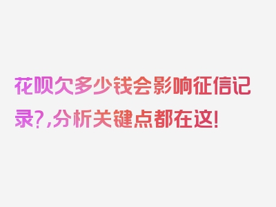 花呗欠多少钱会影响征信记录?，分析关键点都在这！