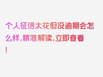 个人征信太花但没逾期会怎么样，精准解读，立即查看！