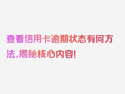 查看信用卡逾期状态有何方法，揭秘核心内容！