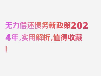 无力偿还债务新政策2024年，实用解析，值得收藏！