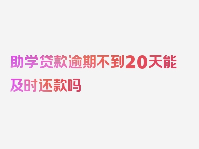 助学贷款逾期不到20天能及时还款吗