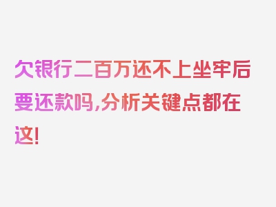 欠银行二百万还不上坐牢后要还款吗，分析关键点都在这！