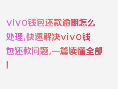 vivo钱包还款逾期怎么处理,快速解决vivo钱包还款问题，一篇读懂全部！