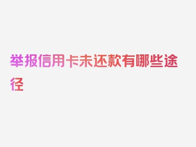 举报信用卡未还款有哪些途径