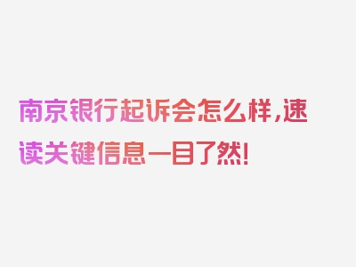 南京银行起诉会怎么样，速读关键信息一目了然！