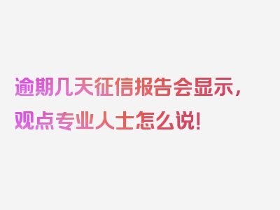 逾期几天征信报告会显示，观点专业人士怎么说！