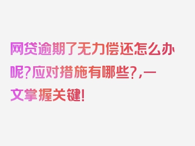 网贷逾期了无力偿还怎么办呢?应对措施有哪些?，一文掌握关键！