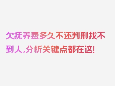 欠抚养费多久不还判刑找不到人，分析关键点都在这！