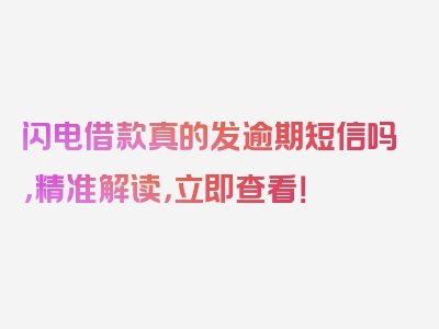 闪电借款真的发逾期短信吗，精准解读，立即查看！