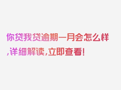 你贷我贷逾期一月会怎么样，详细解读，立即查看！