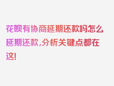 花呗有协商延期还款吗怎么延期还款，分析关键点都在这！