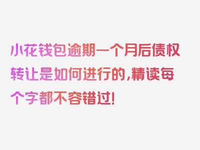 小花钱包逾期一个月后债权转让是如何进行的，精读每个字都不容错过！