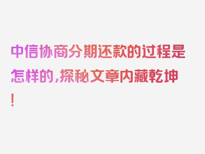 中信协商分期还款的过程是怎样的，探秘文章内藏乾坤！