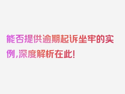 能否提供逾期起诉坐牢的实例，深度解析在此！